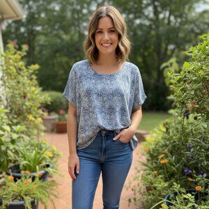 ⭐ Rachel Zoe 100% Linen Blouse 1X